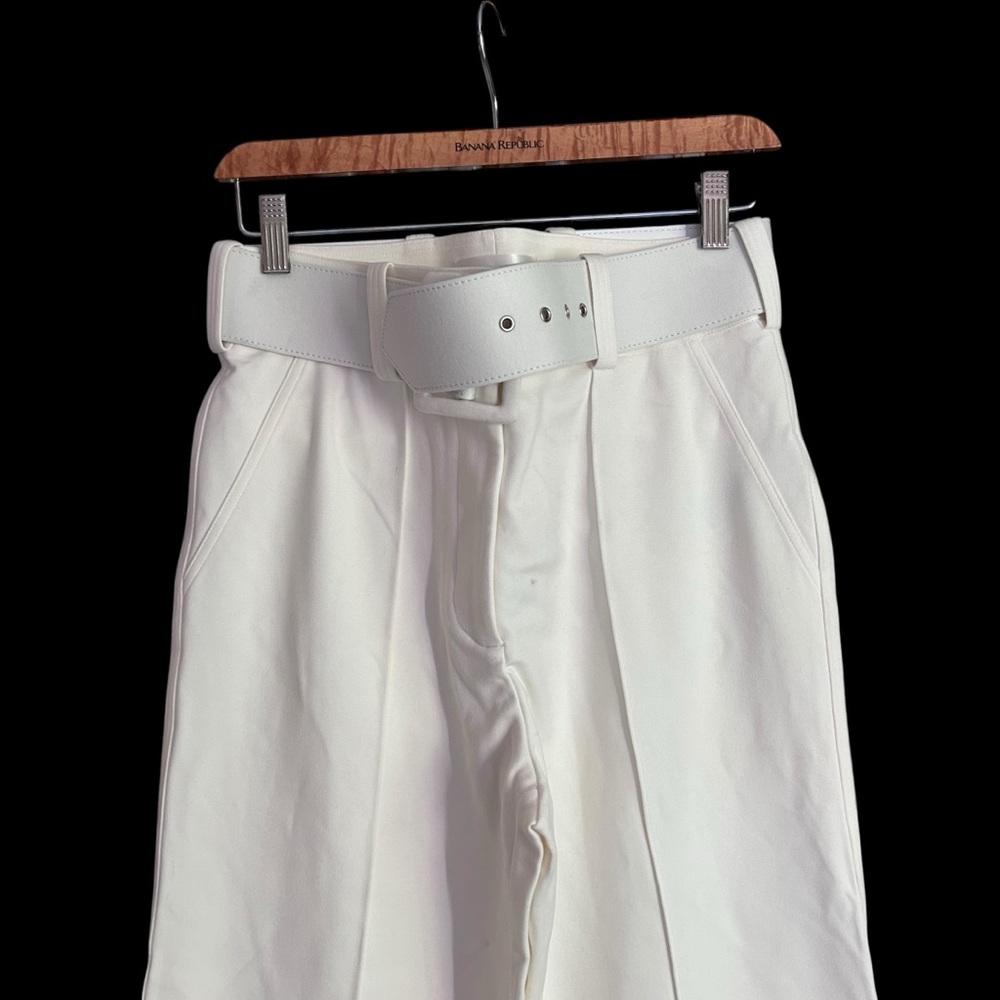 NWT VB Belted Wide‑Leg Stretch Ponte Pants in Ivory Victoria Victoria Beckham - Picture 12 of 14